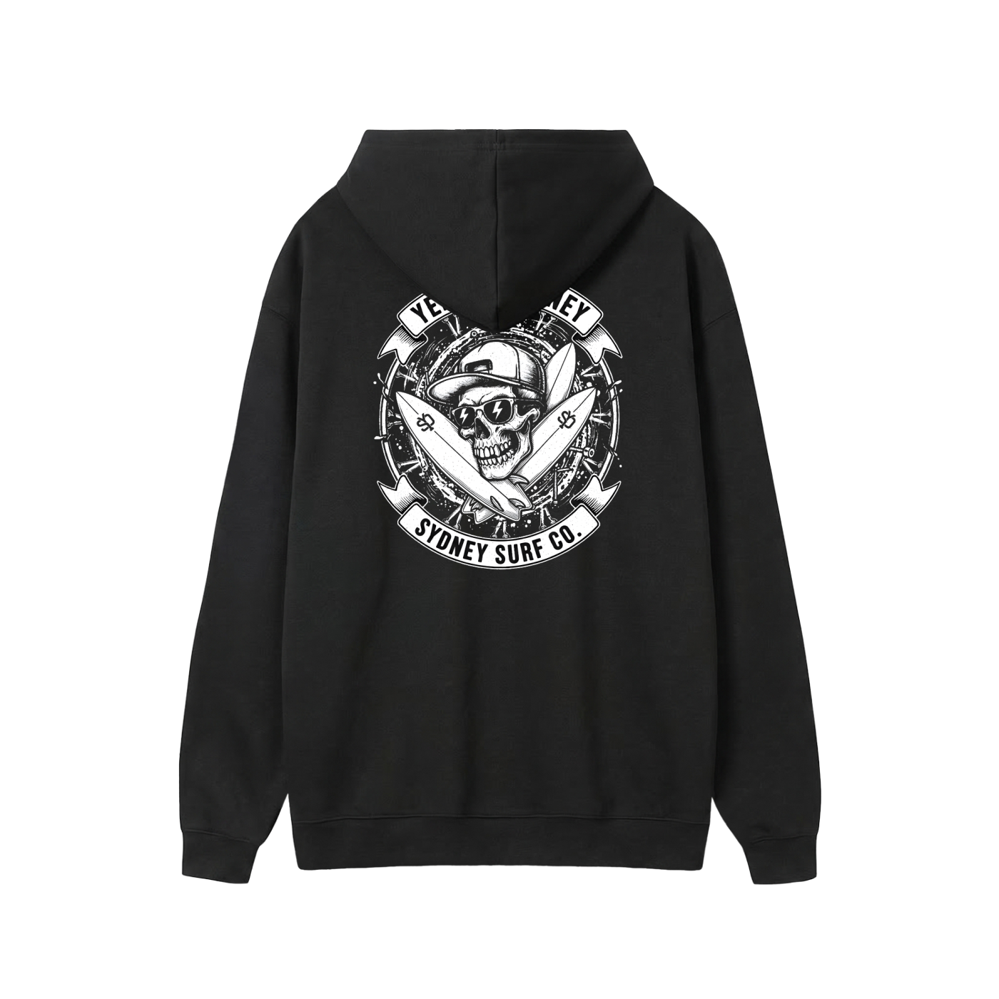 Skull Surf Design Yendys Text Hoodie