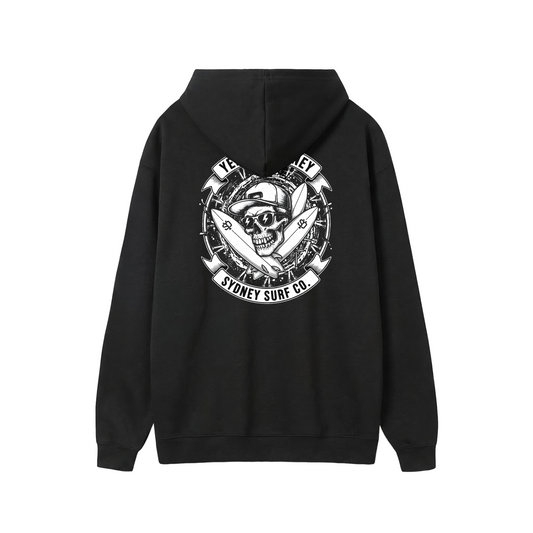 Skull Surf Design Yendys Text Hoodie