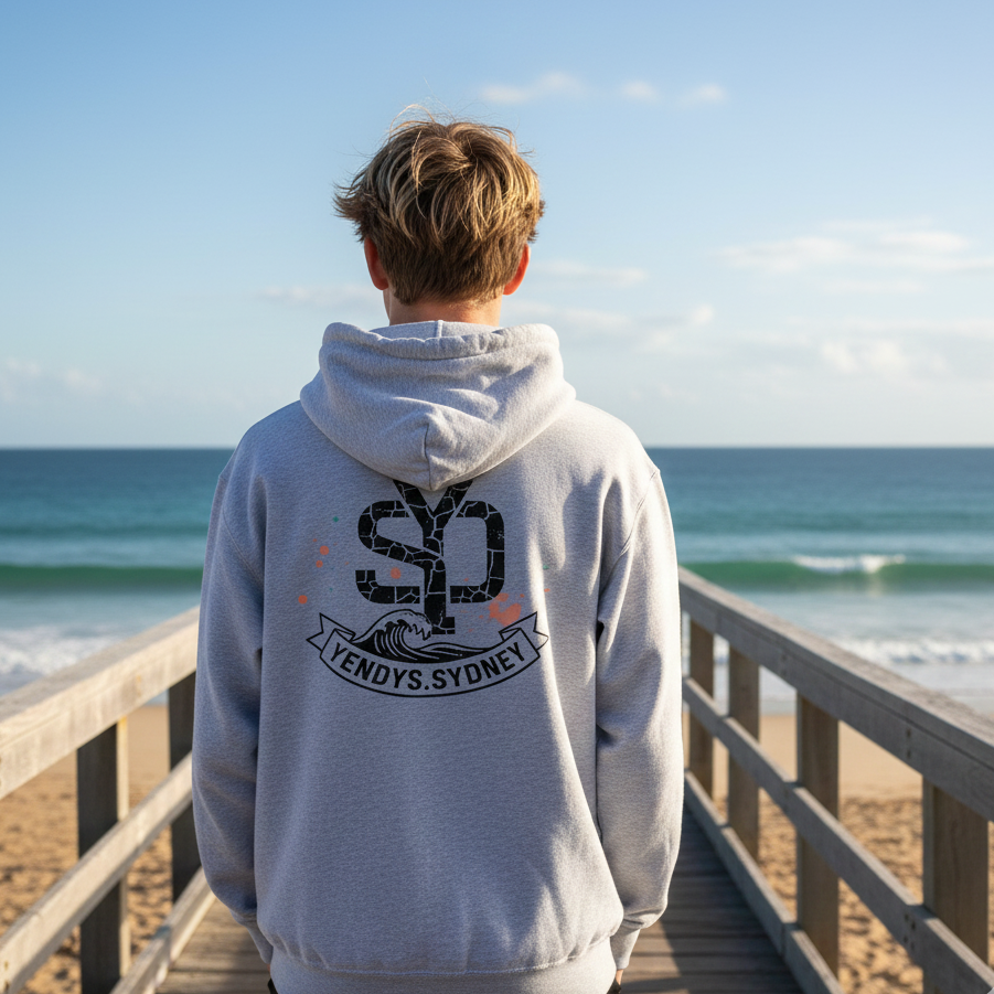 Boys Beach Double Logo Hoodie - yendys.sydney