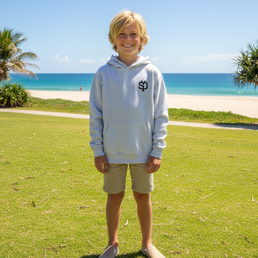 Boys Beach Double Logo Hoodie - yendys.sydney