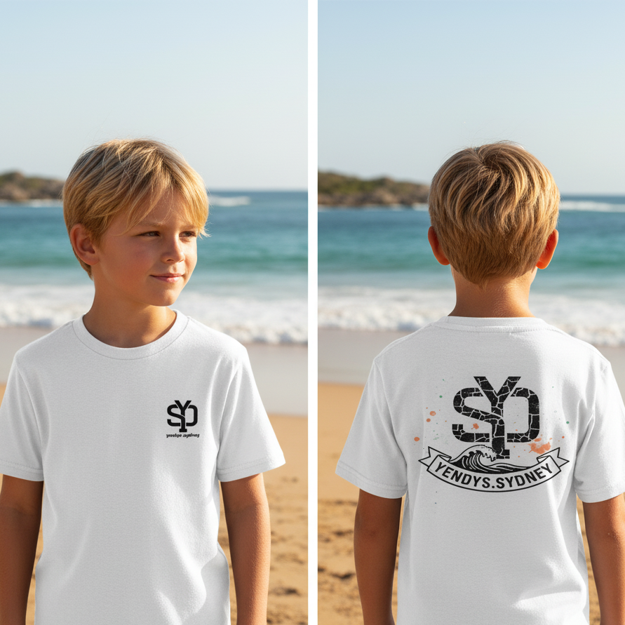 Boys SYD Beach Double Logo Tee - yendys.sydney