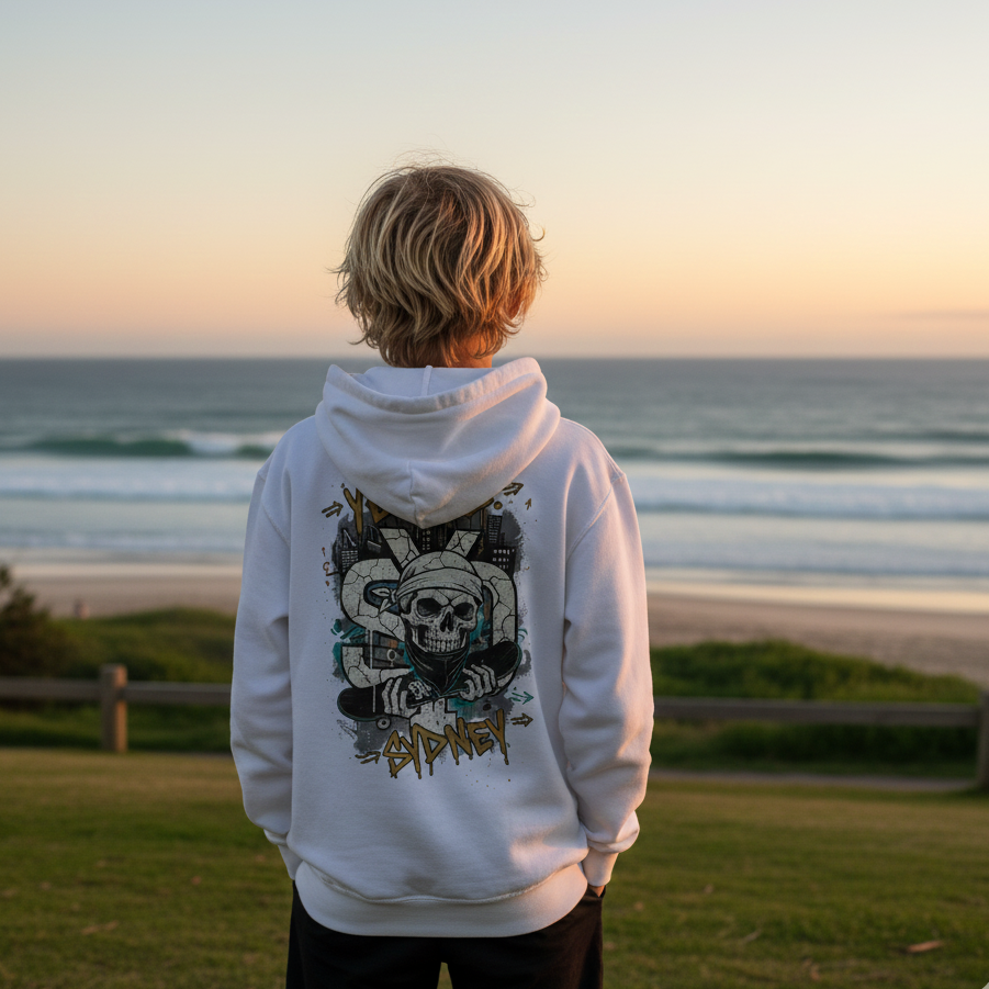 Boys Skull Double Logo Hoodie - yendys.sydney