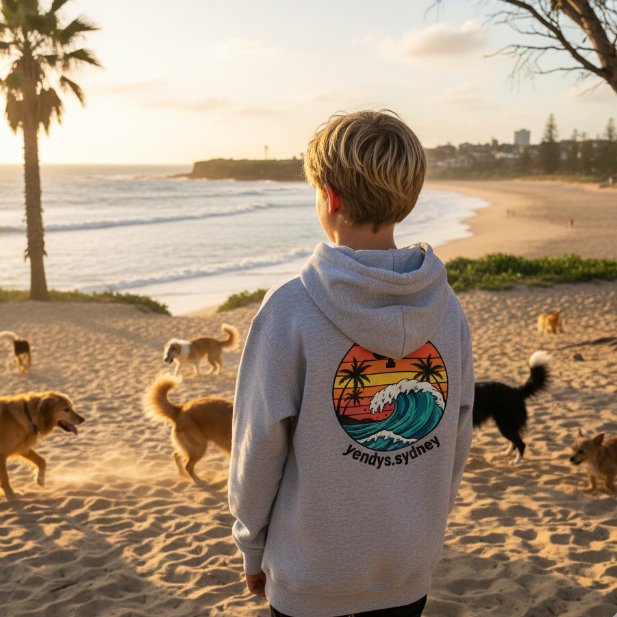 Boys Wave Back Double Logo Hoodie - yendys.sydney