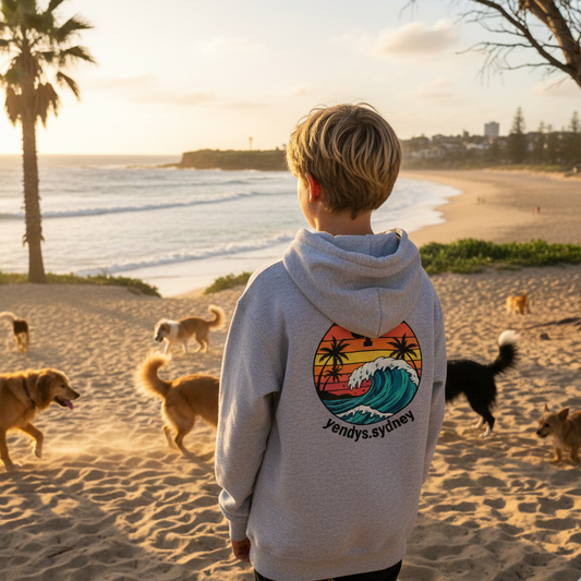 Boys Wave Back Double Logo Hoodie - yendys.sydney