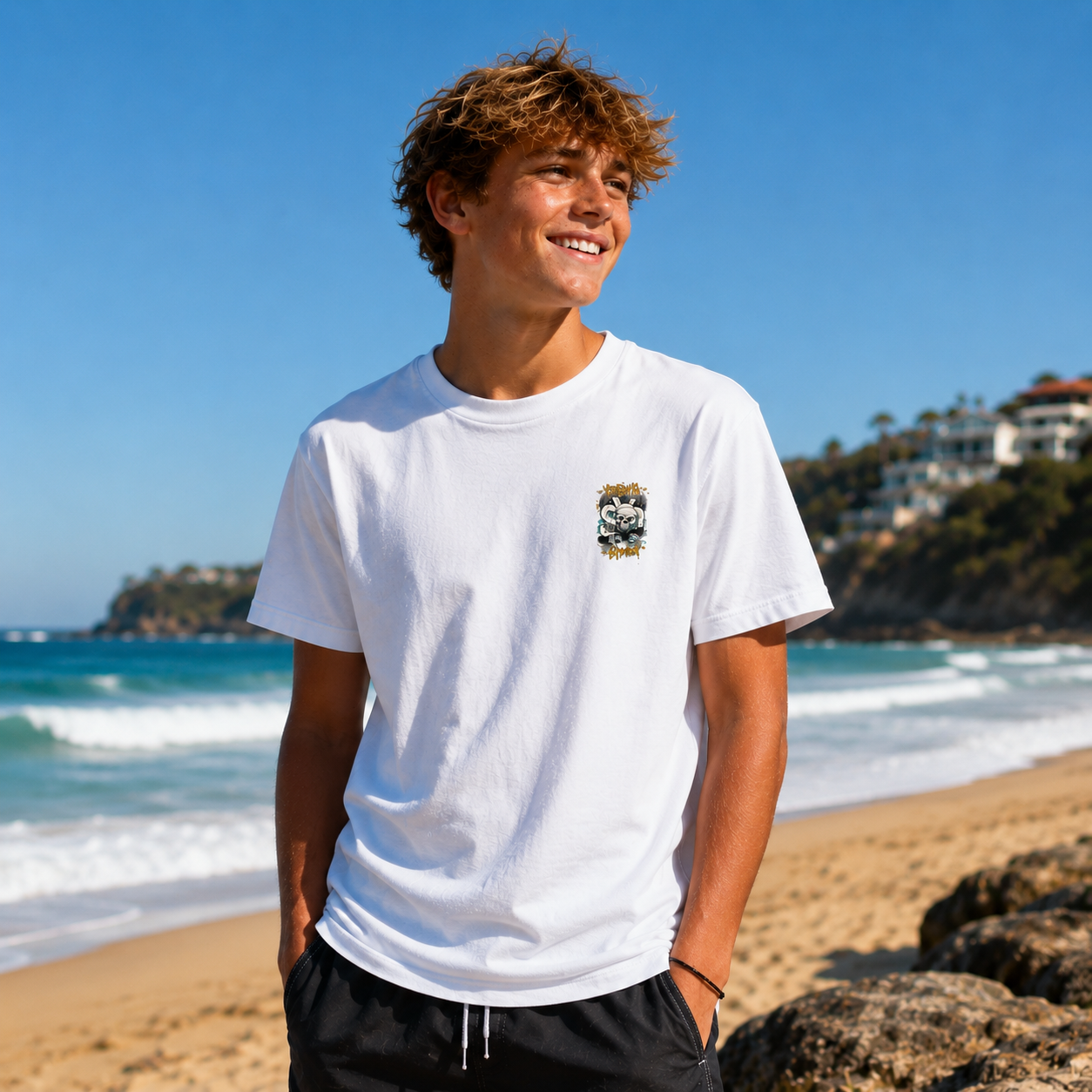 Boys yendys Skull Front Logo Tee