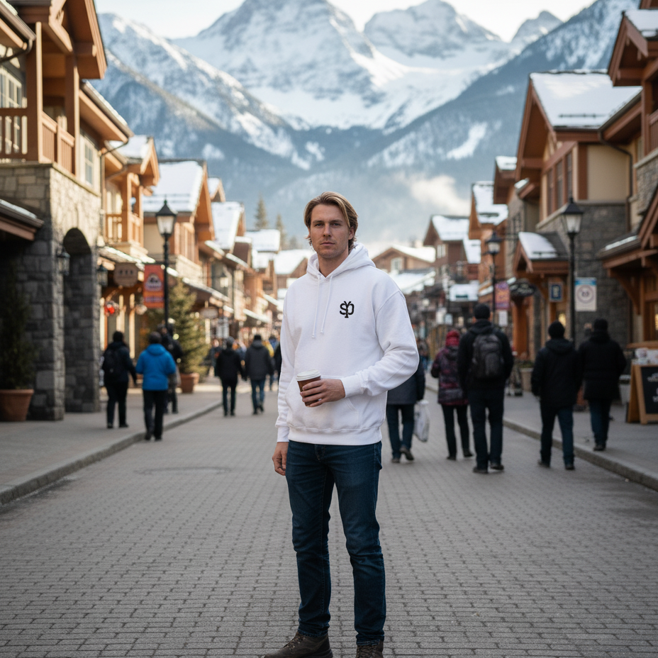 Mens Wave Back Logo Hoodie