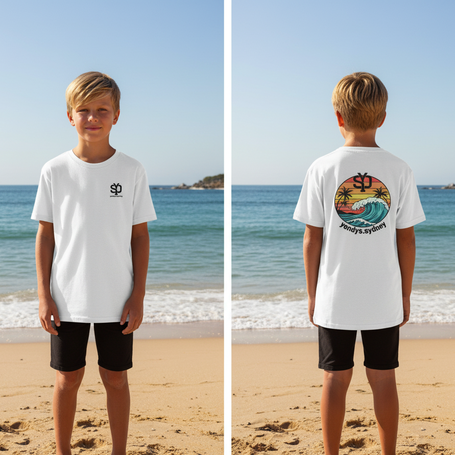 Boys SYD Wave Double Logo Tee
