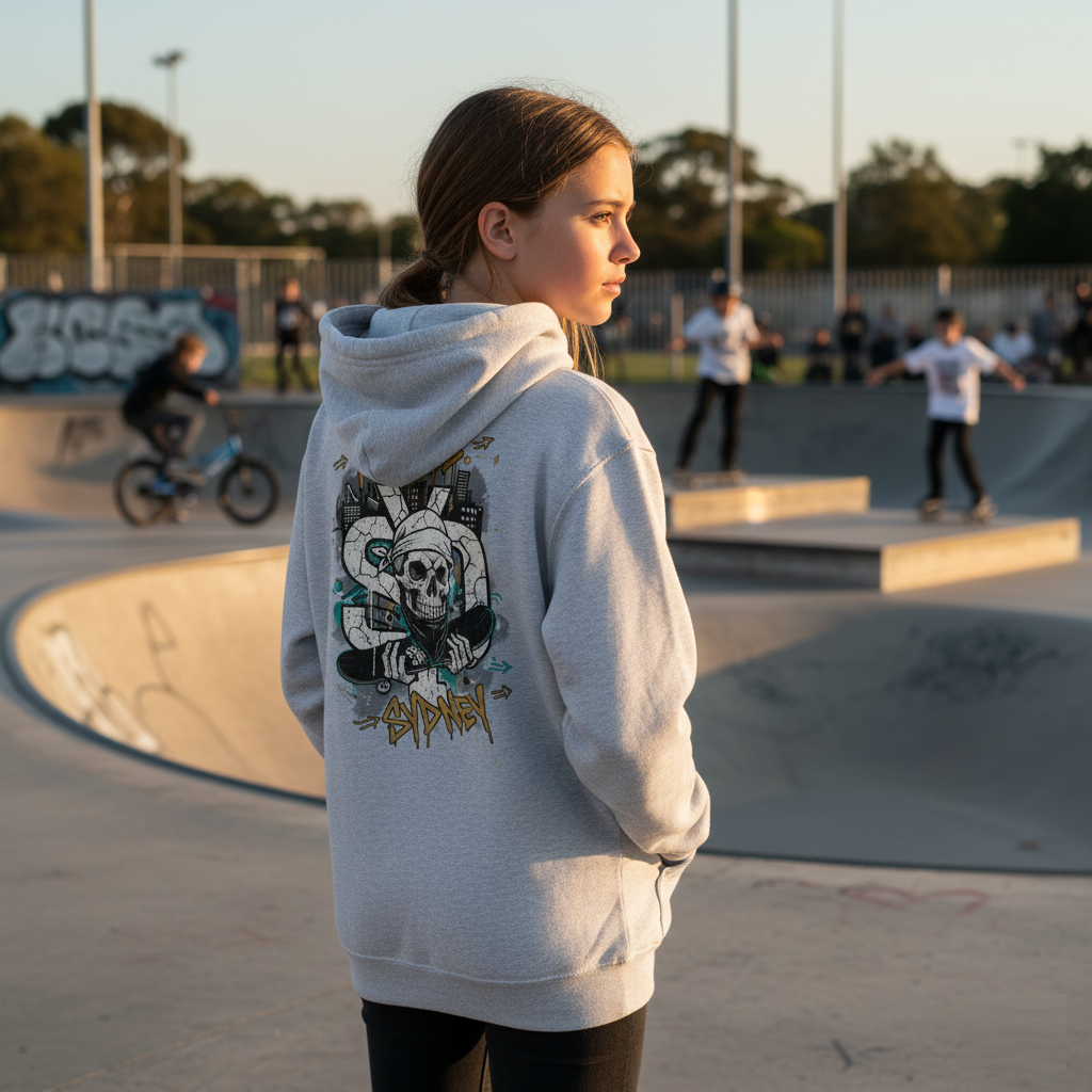 Girls Skull Double Logo Hoodie - yendys.sydney