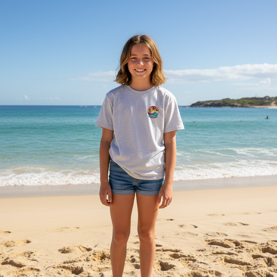 Girls Wave Front Logo Tee - yendys.sydney