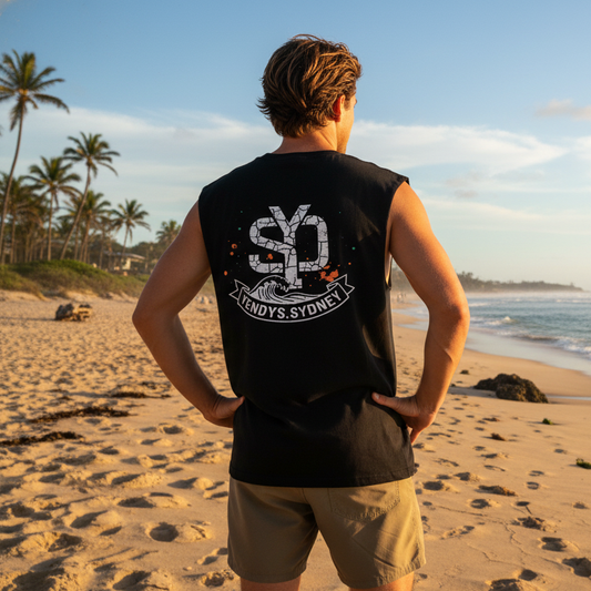 Mens Beach Raw Edge Singlet