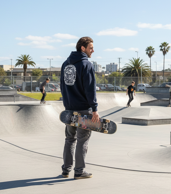 Mens Concrete Dreams Double Logo Hoodie - yendys.sydney