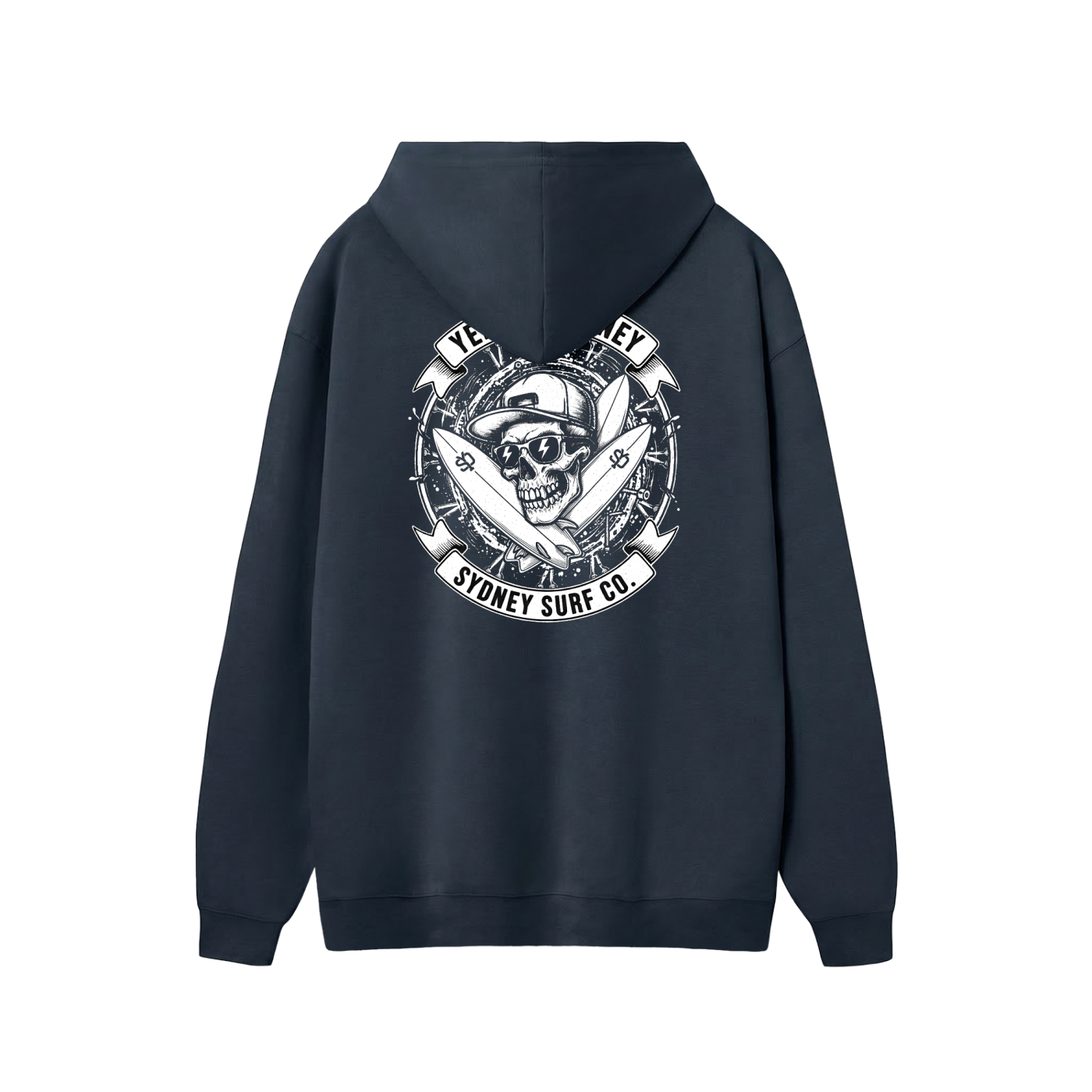 Skull Surf Design Yendys Text Hoodie