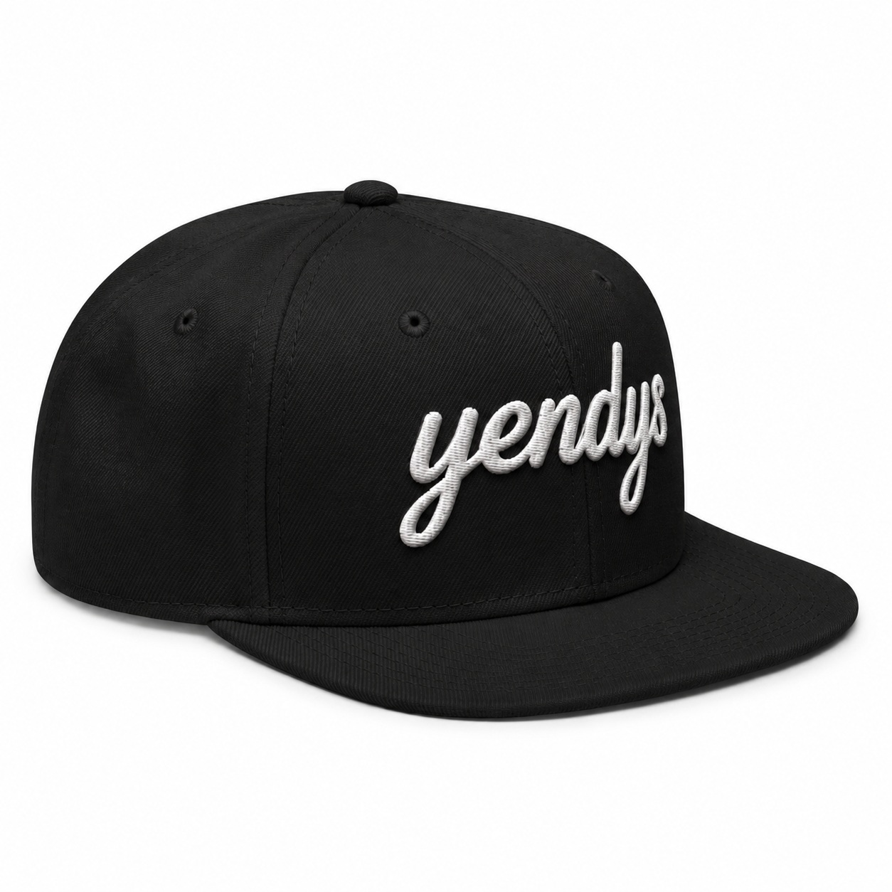 yendys 3D Embroidered Script Snapback Hat