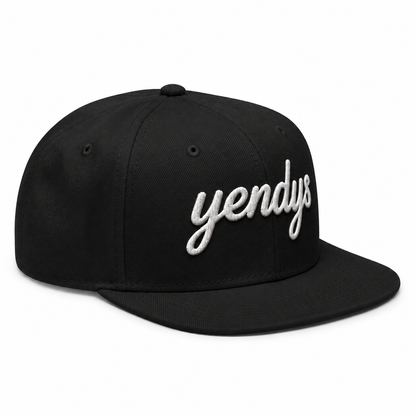 yendys 3D Embroidered Script Snapback Hat