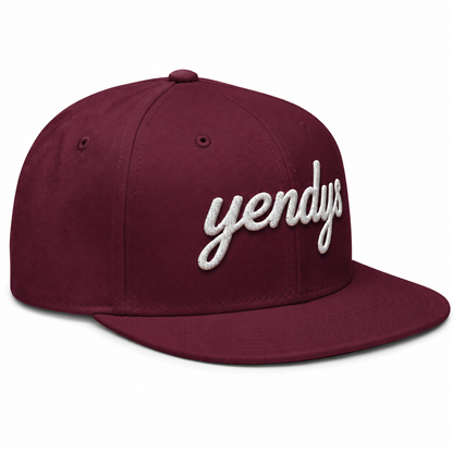 yendys 3D Embroidered Script Snapback Hat