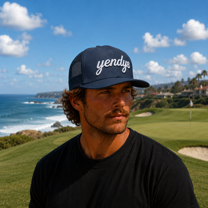 yendys 3D Embroidered Script Trucker Hat